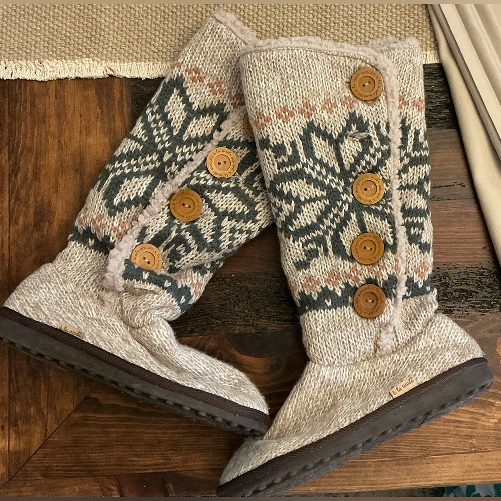 Cozy Knit Button-Up Winter Boots
